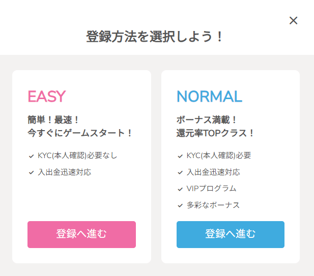 プレイワールドカジノプラン選択画面