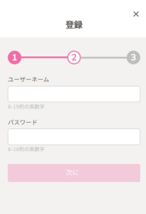 プレイワールドカジノ情報入力画面