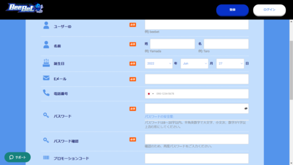ログイン